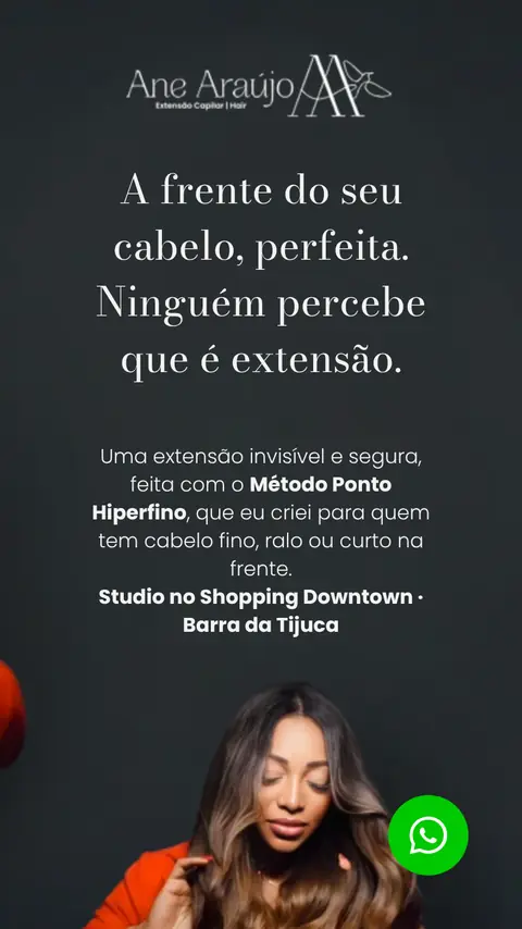 Topo da landing page de Ane Araújo Hair no celular